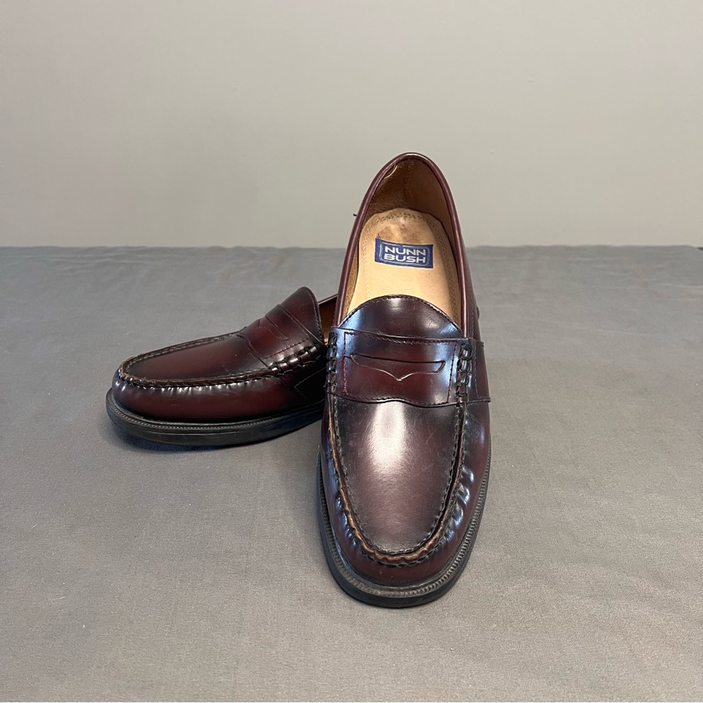 Nunn Bush Men’s Size 11M Lincoln Moc Toe Penny Loafers Shoes Burgundy